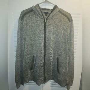 John Varvatos USA Hoodie Mens Large Grey Full Zip Sweatshirt Jacket Performance